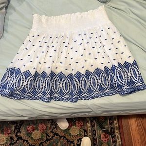 Jcrew Medium Blue & White Crepe Skirt